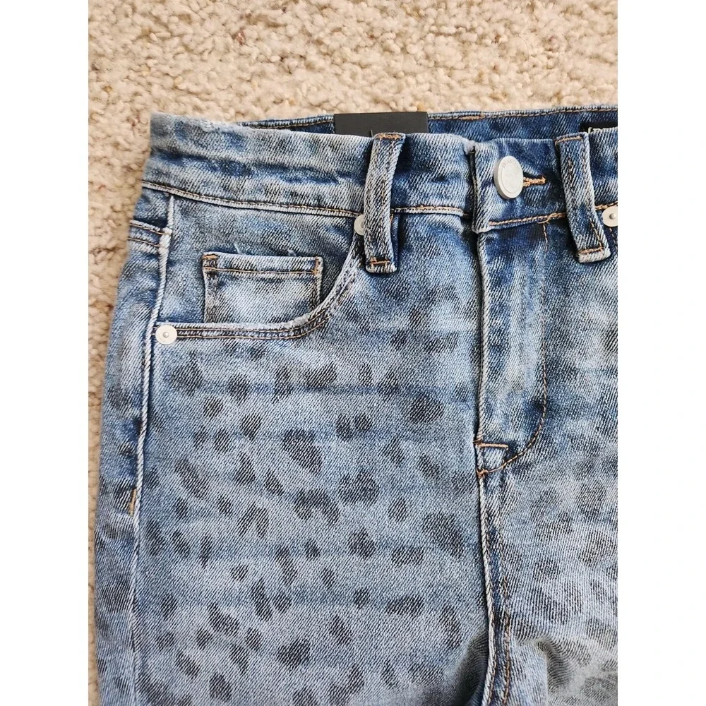 NWT BlankNYC The Great Jones‎ High Rise Skinny Jeans Blue Leopard Print 25